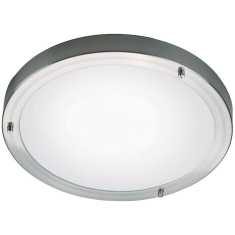 Plafonnier ANCONA Maxi Verrerie Acier Brossé, H.8.4 - IP44 - E27 /Nordlux Intérieur