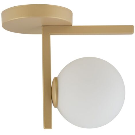 Plafonnier Andy doré verre globe blanc G9 12W Sigma