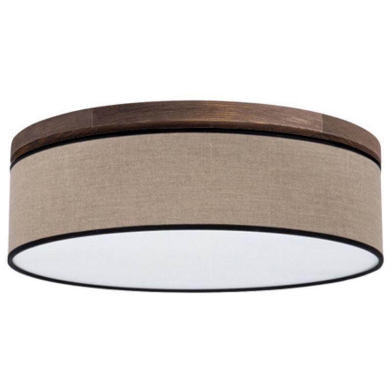 Epikasa - Plafonnier Angelo, Bois, Tissu, Marron, Noir, 48x48x16 cm