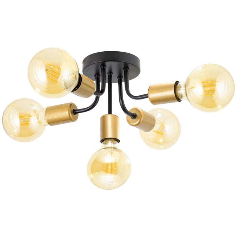 Toolight - plafonnier APP1118-5C noir or métal E27 5-POINTS de lumière