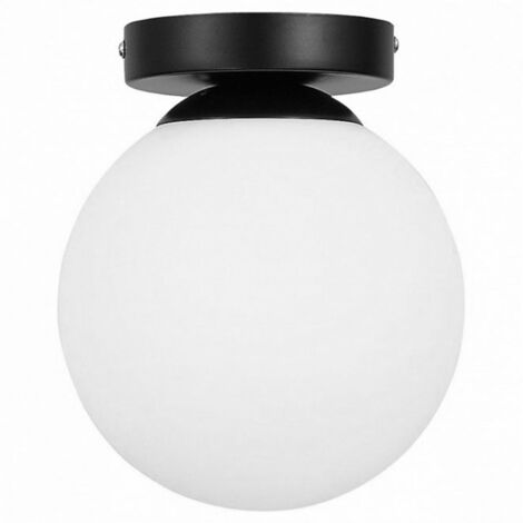 TOOLIGHT PLAFONNIER APP1155-1C NOIR MÉTAL VERRE BALLE E14 1-POINTS DE LUMIÈRE