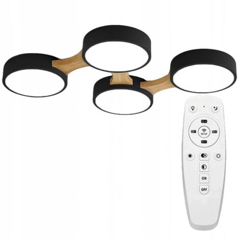 PLAFONNIER APP527-4C NOIR + TÉLÉCOMMANDE 4-POINTS DE LUMIÈRE 4 X 12W 46X65CM