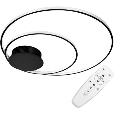 PLAFONNIER APP802-C NOIR LED + TÉLÉCOMMANDE BAGUE 2-POINTS DE LUMIÈRE 110 W 60X60CM