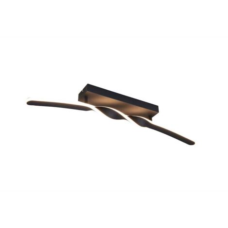 Plafonnier applique murale noire forme vague LED L 79 cm