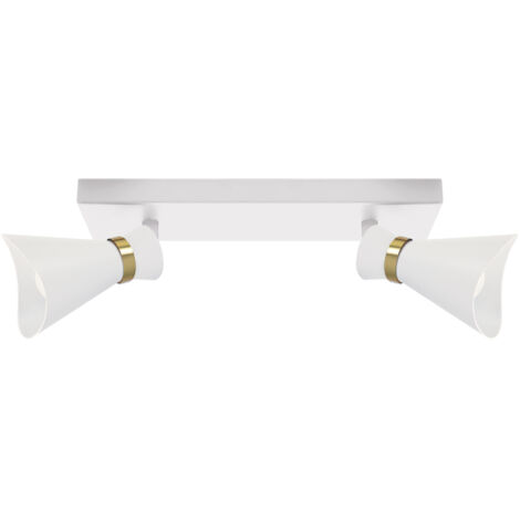 Plafonnier applique rectangulaire blanc/or orientable 2xE14 Loreta