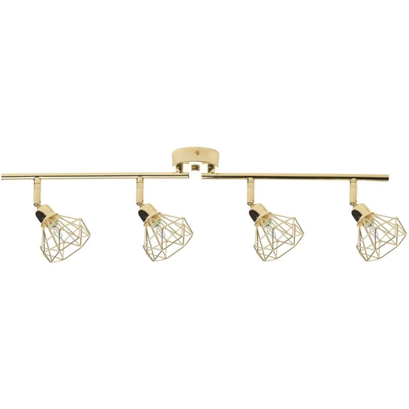 Lampe Plafonnier Design en Métal Doré avec 4 Abat-jours Géométriques G9 20W pour Éclairage de Salon ou Chambre au Style Glamour Urbain Beliani