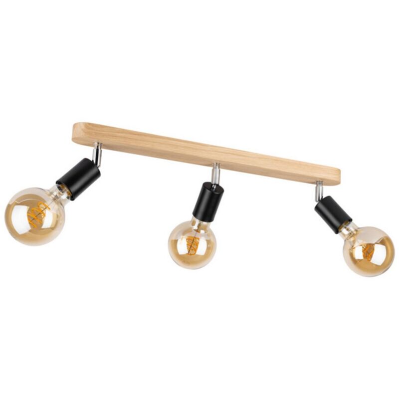 Plafonnier Aronne, Bois, Métal, Marron, Noir, 5x55x13 cm