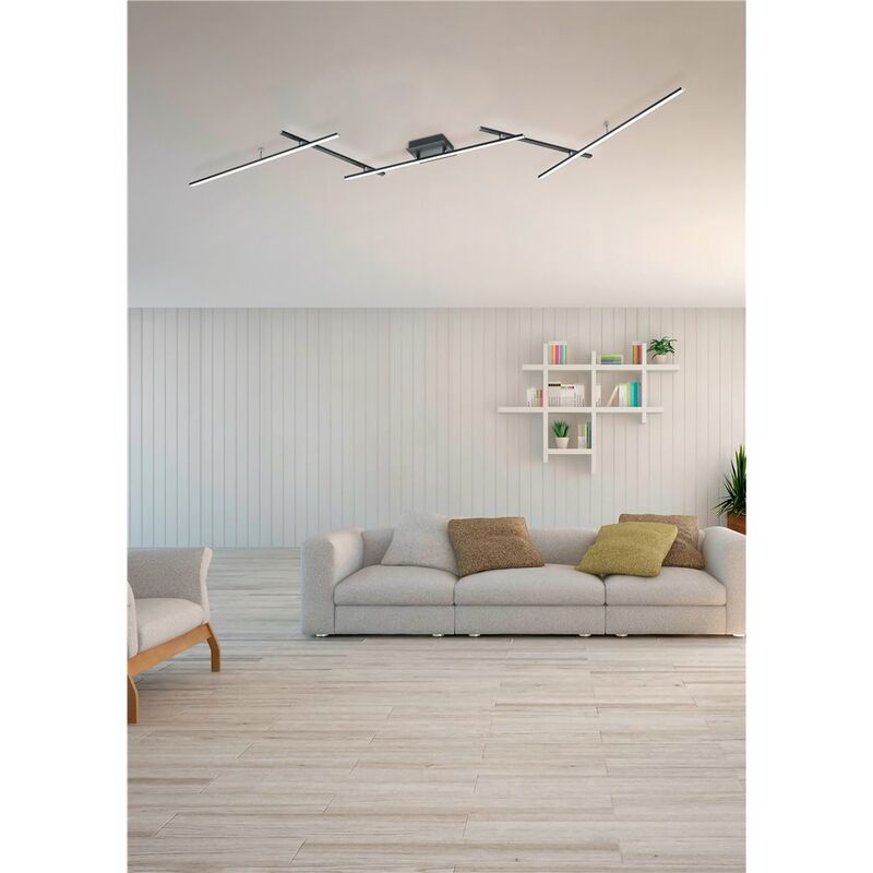 Arvin plafonnier led à tiges orientables rétro-éclairé rgb noir avec télécommande multifonction l. led moderne de 245 cm