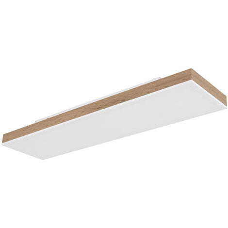 Plafonnier aspect bois lampe de salon plafonnier moderne dimmable LED télécommande CCT veilleuse, aluminium, 1x LED 24W 1500lm 2700-6500K, LxlxH 80x20x7,8 cm