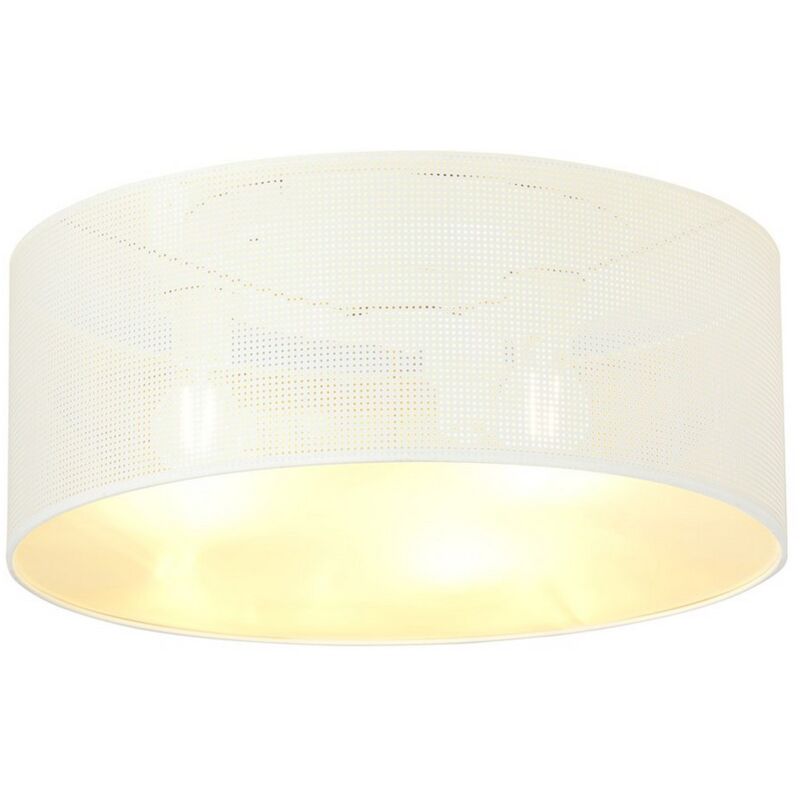 Plafonnier Aston, Acier peint par poudrage, Tissu, Noir, Blanc, Or, 50x20x50 cm