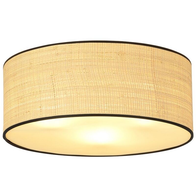 Plafonnier Aston, Acier peint par poudrage, Tissu, Noir, Marron, 50x20x50 cm