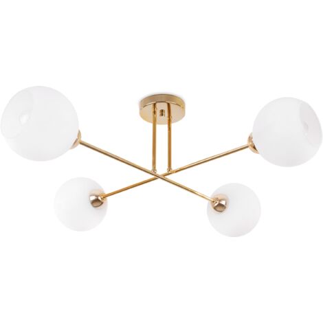 PLAFONNIER ASTURIA GOLD 4-FLAT ABAT-JOUR BLANC E27