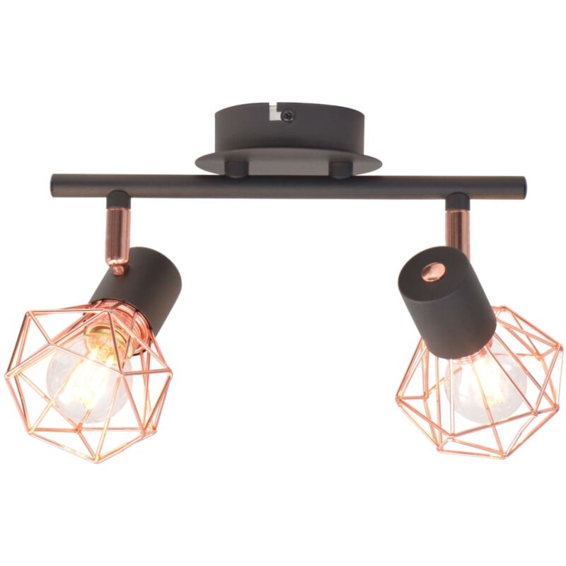Plafonnier avec 2 projecteurs E14 Noir et cuivre Vidaxl