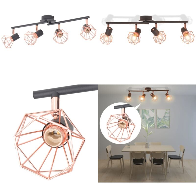 Plafonnier avec 4 projecteurs E14 Noir et cuivre - plafonnier - plafonniers - Home & Living - Noir