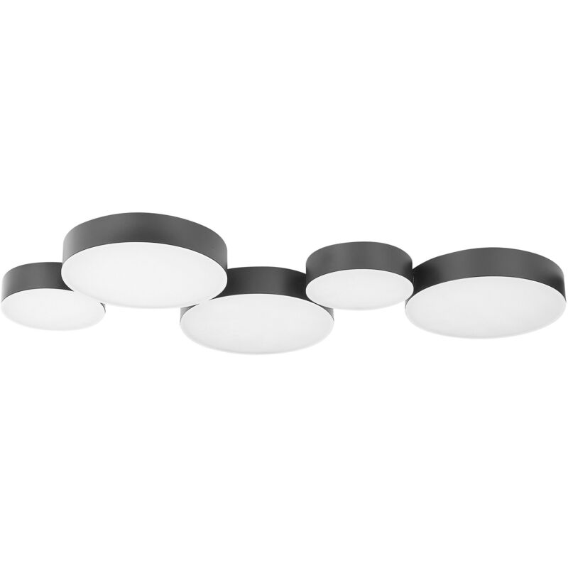 Plafonnier Moderne avec 5 Lumières led en Métal Noir Ronds Décoratifs Attachés Luga