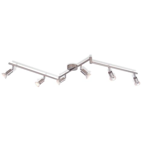 Plafonnier avec 6 projecteurs LED Nickel satiné