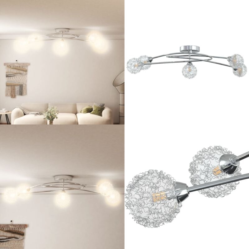 Vidaxl - Plafonnier avec abat-jour en maille métallique pour 5 led G9 - plafonnier - plafonniers - Home & Living - Transparent