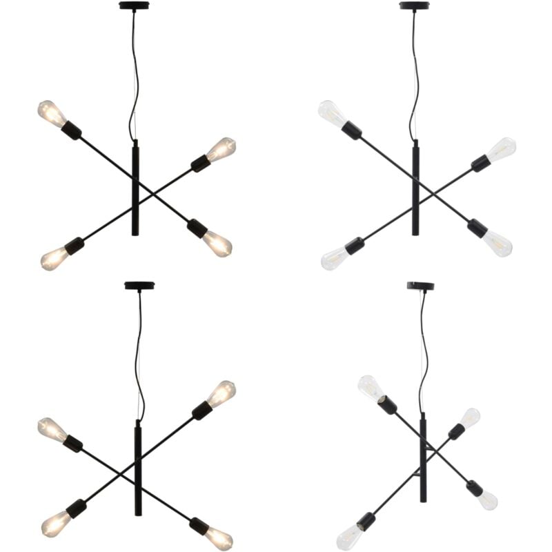 Plafonnier avec ampoules à filament 2 w Noir E27 - Luminaire Intérieur - Plafonnier - Luminaire Moderne - Lampadaire Noir - Éclairage Salon - Home &