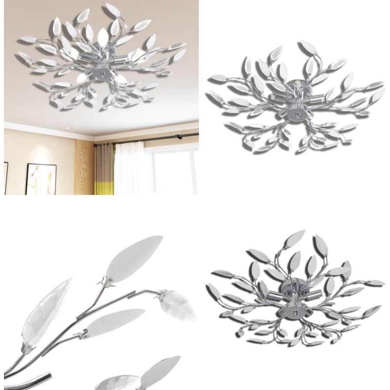 Plafonnier avec bras en acrylique Blanc 5 ampoules E14 - lustre - lustres - Home & Living - Blanc