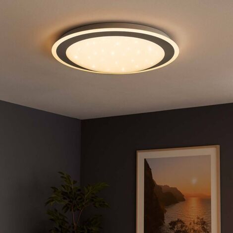 Plafonnier avec ciel étoilé LED plafonnier chambre à coucher LED, métal acrylique, 11W 700Lm blanc chaud, DxH 34x8,5 cm
