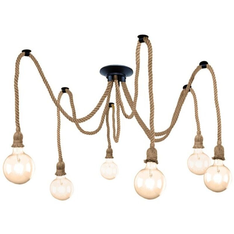 Plafonnier avec corde à six lumières cr 93-841-06-116