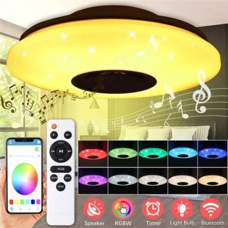 Plafonnier avec haut-parleur Bluetooth intégré - 102 LED - 60 W - RGB - Lumière étoilée - Lampe musicale Bluetooth pour chambre