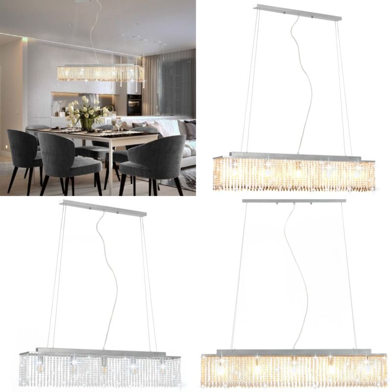 Vidaxl - Plafonnier avec perles de cristal Argenté 104 cm E14 - lampe suspendue - lampes suspendues - Home & Living - Argent