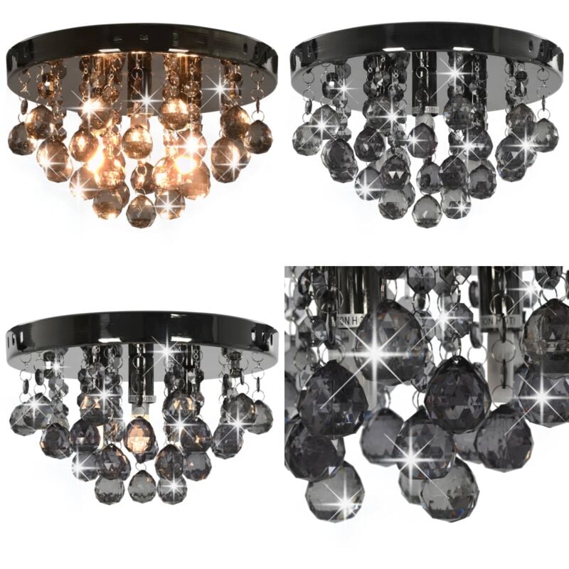Vidaxl - Plafonnier avec perles fumées Noir Rond G9 - Luminaire Intérieur - Plafonnier - Lustre - Lampadaire - Éclairage Intérieur - Home & Living