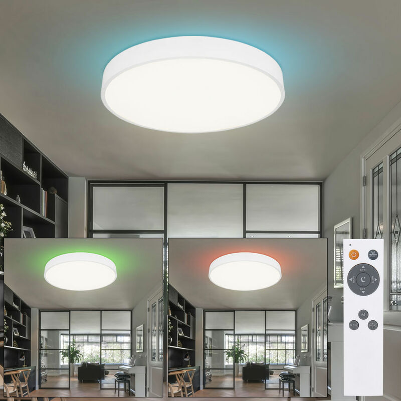 Plafonnier avec télécommande Plafonnier led blanc, lumière du jour dimmable, rétroéclairage avec fonction de mémoire de changement de couleur cct, 1x