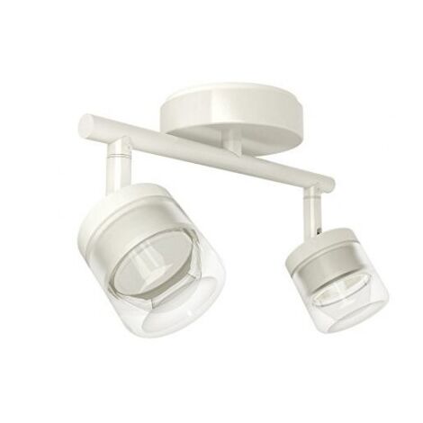Plafonnier barre 2 spots LED 2X5.3W blanc orientable L224mm métal + verre 3000K 345lm 230V IP20 SMAAL Light Topps LT23180