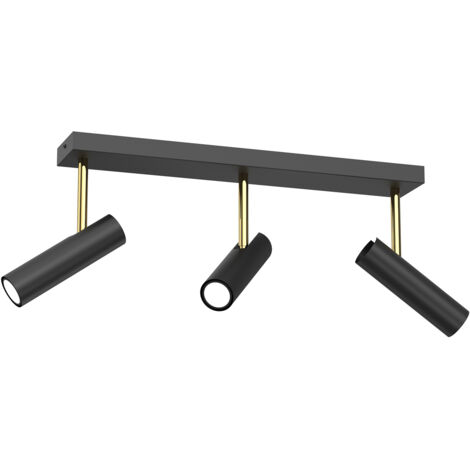 Plafonnier barre 3 spots noir/or GU10 Axion Luminex