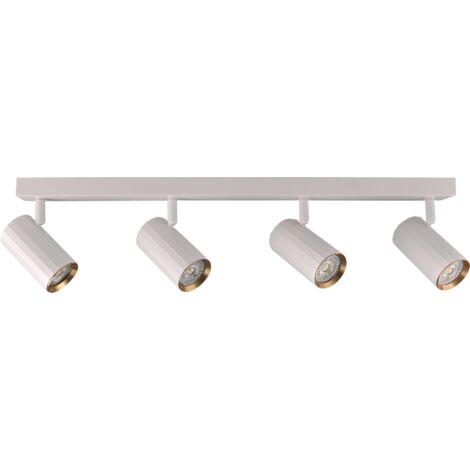 Plafonnier barre 4 spots blanc/or GU10 Nicea Polux