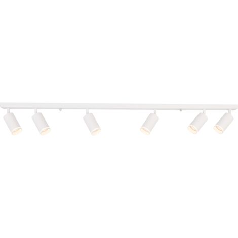 Plafonnier barre blanc 6 spots orientables GU10 Pipe