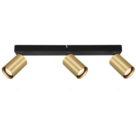 Plafonnier barre laiton/noir 3 spots GU10 Nesto Italux