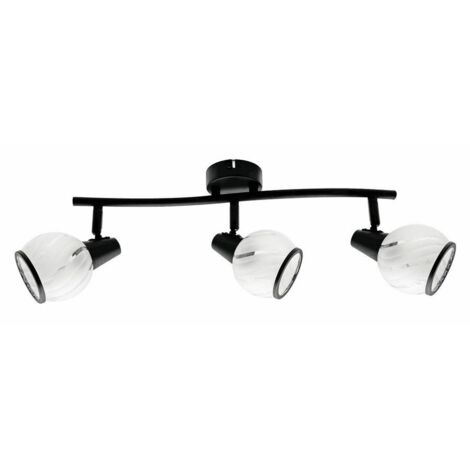 Plafonnier barre noire 3 globes verre Megan E14 Reality