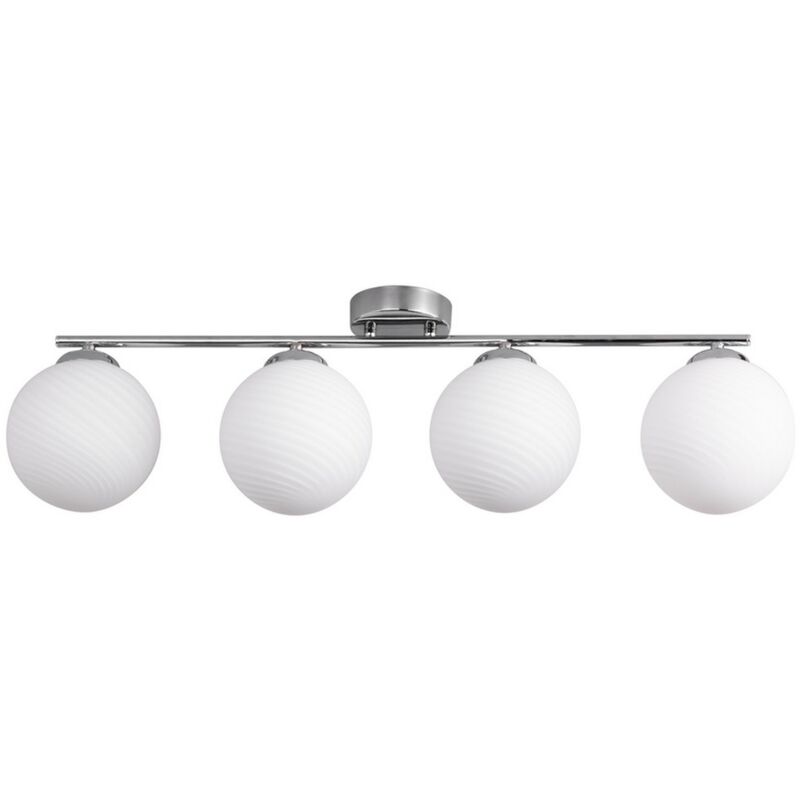 Epikasa - Plafonnier Beda, Métal, Verre, Argent, Blanc, 15x77x21 cm