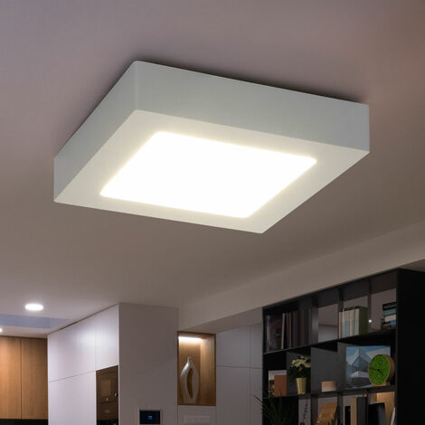 Plafonnier blanc à panneau de montage en saillie, panneau de plafond carré, LED 18W 1600Lm blanc chaud, LxlxH 22,7x22,7x3,5