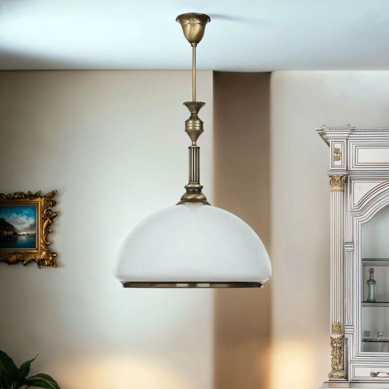 Licht-erlebnisse - Plafonnier Blanc Laiton E27 Verre Métal ø 40 cm Plafonnier Art Nouveau Salon