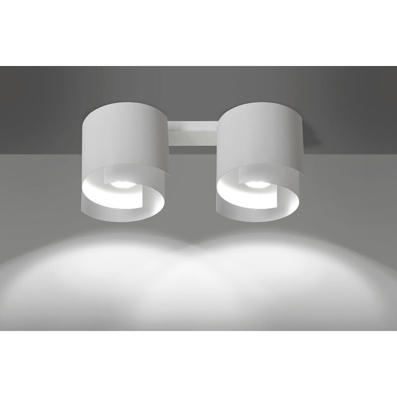 Licht-erlebnisse - Plafonnier Blanc Métal 2 flammes 40 cm long GU10 Plafonnier