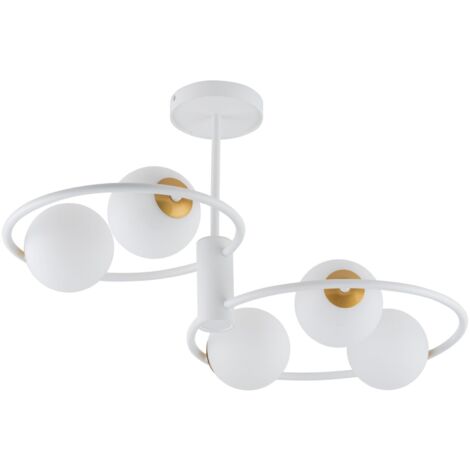 Plafonnier blanc moderne Aqua 5 globes verre G9 Sigma
