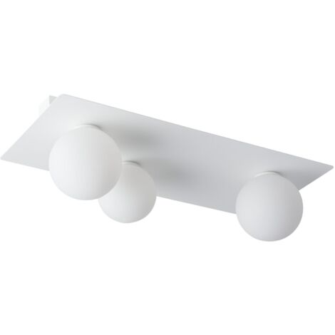 Plafonnier blanc rect. 3 globes verre Argon 3xG9 12W Sigma