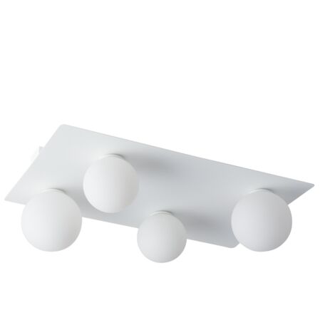 Plafonnier blanc rectangulaire 4 globes verre Argon G9