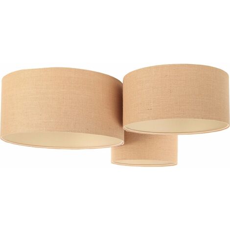 Plafonnier Boho 080-035 - Extérieur en mélange de jute et lin beige foncé, intérieur beige crème