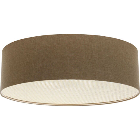 Plafonnier boho élégant tissu et rotin lumière douce ajustable - Ø 40 cm - H20 cm