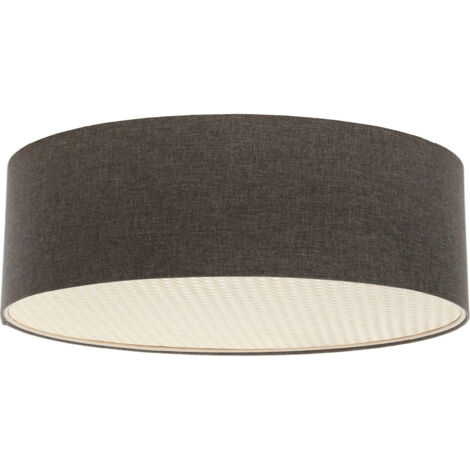 Plafonnier boho élégant tissu structuré et diffuseur rotin - Ø 40 cm - H20 cm