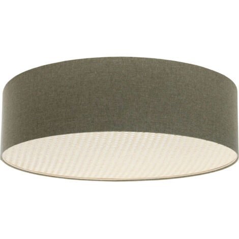 Plafonnier boho élégant tissu structuré et diffuseur rotin beige - Ø 40 cm - H20 cm
