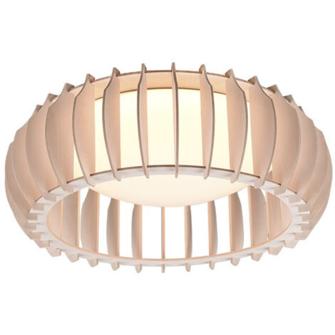 Plafonnier Bois Naturel Led Dimmer Monte Ø40 cm Trio Lighting