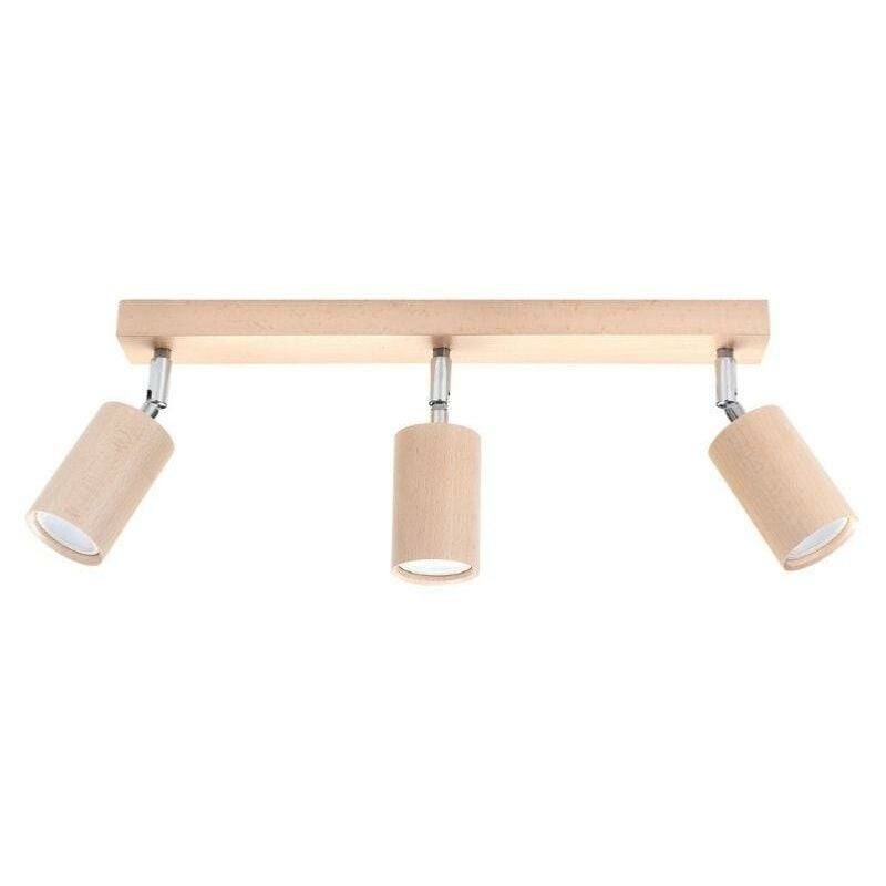 Sollux - Plafonnier Bois Orientable pour 3 Ampoules GU10 - silamp