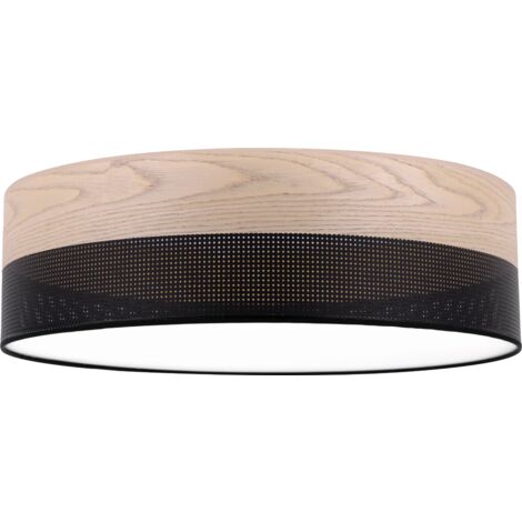 PLAFONNIER BOIS PLEXI NOIR 50CM CHÊNE CLASSIQUE