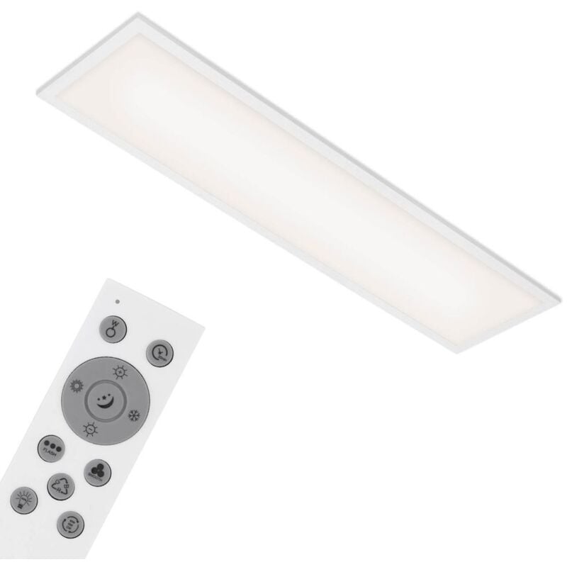 Briloner - Plafonnier leuchten colour, 24 w, 2400 lm, IP20, blanc, plastique-métal, intensité lumineuse variable, avec télécommande, cct, 100 x 25 x
